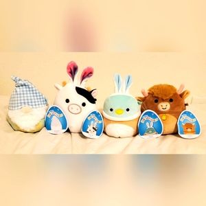 Easter squishmallows set 4 squish, gnome, cow, duck, bull NWT Connor, Avery